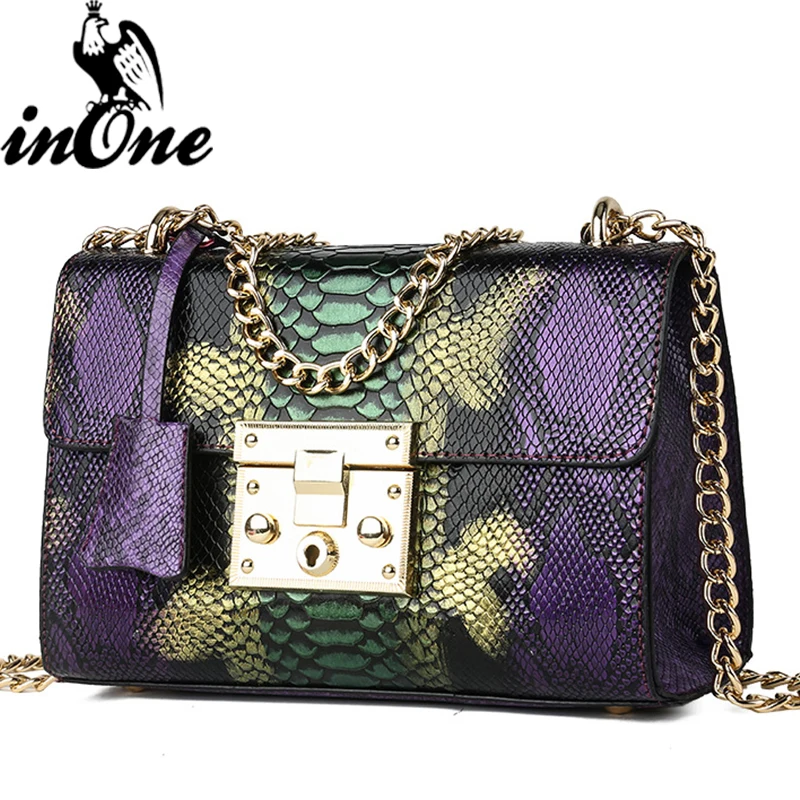 

INONE Fashion Snake Chain PU Vegan Leather Ladies Bag Purse Messenger Crossbody Shoulder Bags for Women 2019 Purses and Handbags