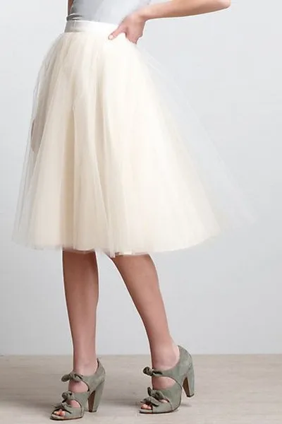Tulle Knee Length Women Dress Soft Gauze Cute Bouffant Skirt For Wedding Party Hot Princess Cheap Bust Skirts