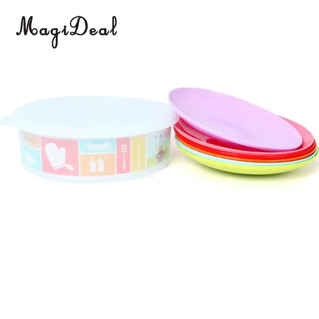 

6Pcs 6.5inch Multiple Color Portable Camping Plates Outdoor Home Tableware Round Stackable Food Dishes
