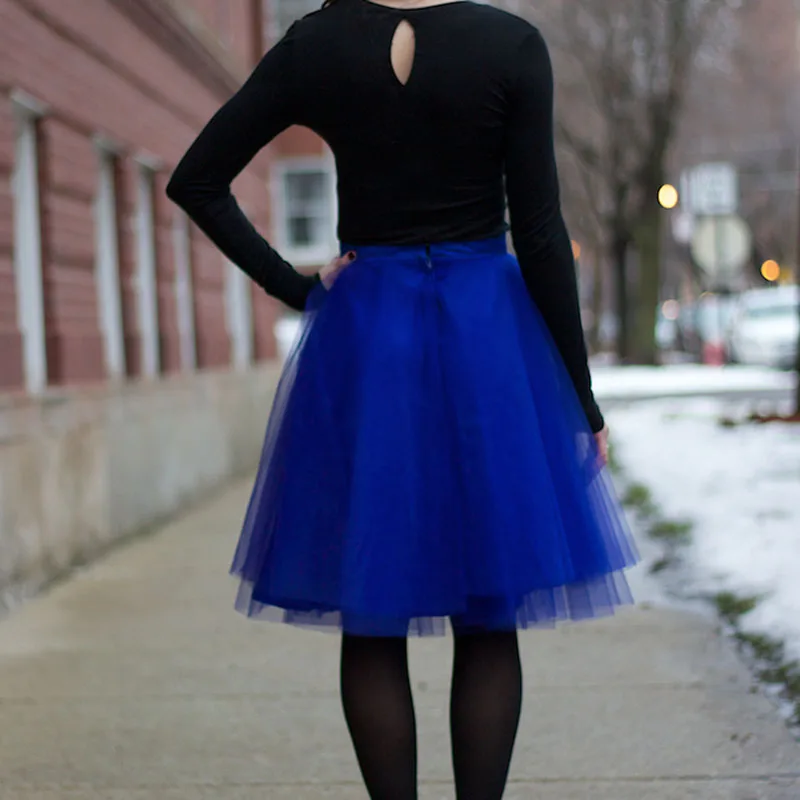 Синий Тюлевая юбка женские бальный наряд однотонная повседневная обувь с завышенной талией женские, с завышенной талией со скрытой застежкой-молнией на 4 слойные балетки, юбка с рисунком «Школа Монстер Хай» весенняя