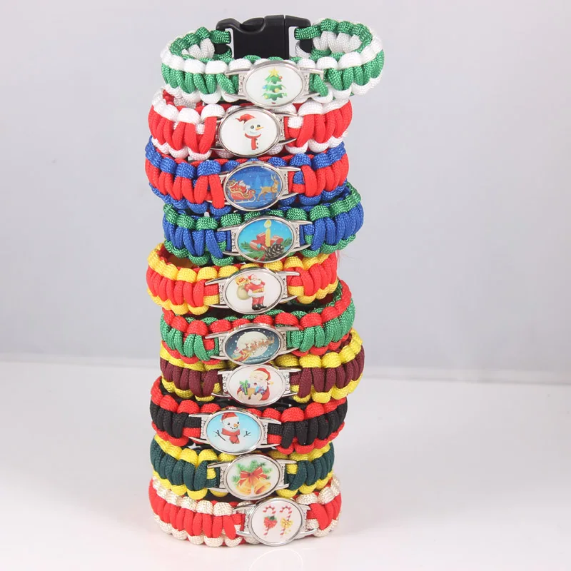 

Free Shipping Paracord Bracelet Mix Christmas Charm Bracelet Outdoor Camping Survival Bangle Bracelet For Women Gift