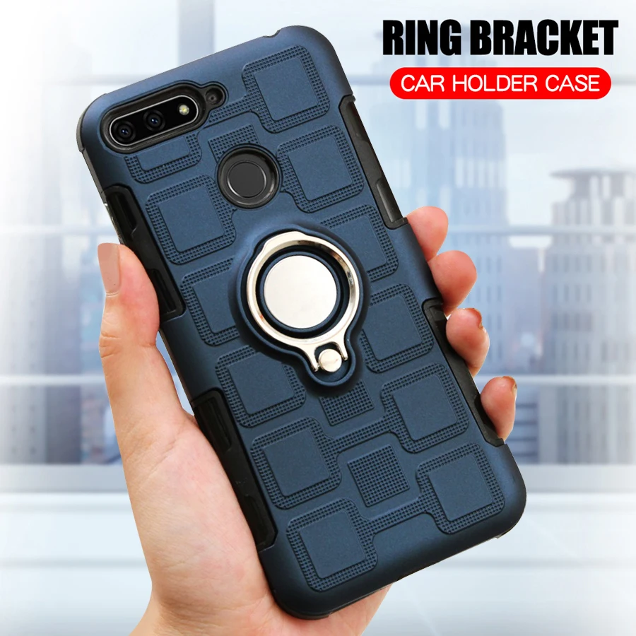 

Cover For Huawei Honor 7A Pro (5.7 inch) Silicone Case Ring Stand Back Phone Cover For Huawei Honor 7A Pro Armor Shockproof Case