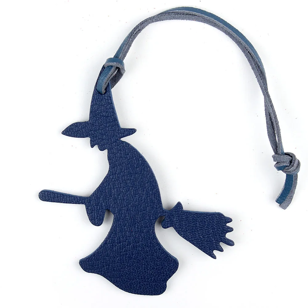

Famous Brand Designer Witch Handmade Real Genuine Leather Keychain Pendant Key Chain Women Bag Charm Accessories