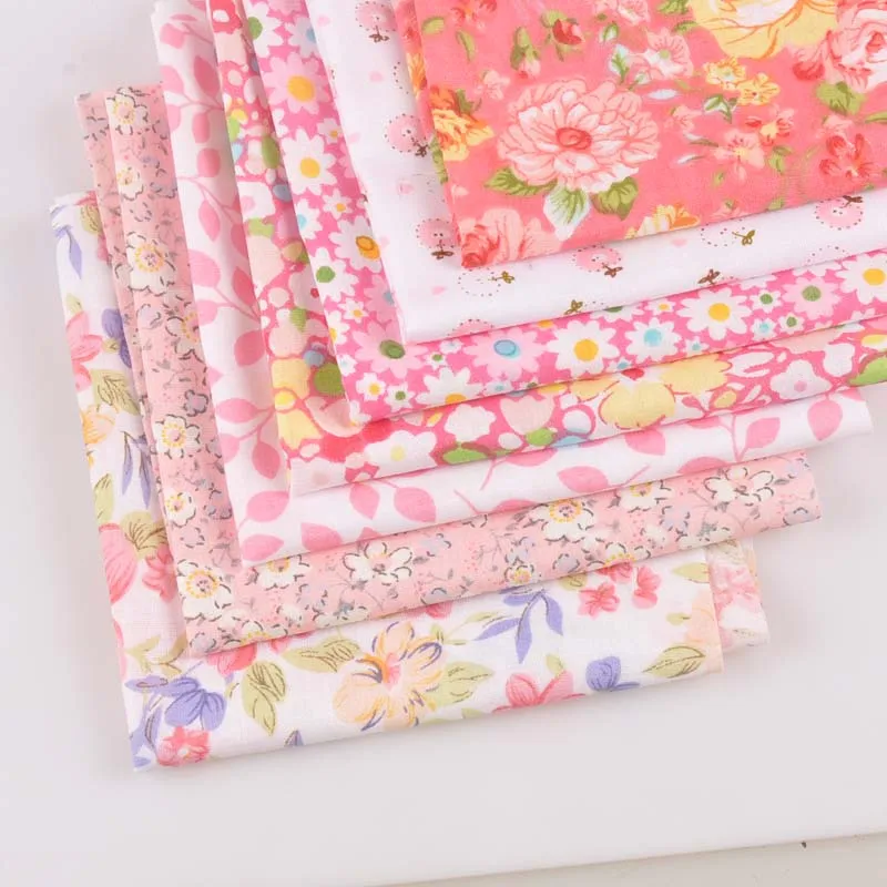 

7Pcs/set Pink Floral Cotton Fabric For Apparel Sewing DIY Quilting Fat Quarter Textile Clothing Patchwork Fabric 25x25cm C2126