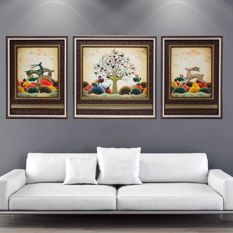 

Triptych Oil Paintings Canvas 3 Piece City View Home Decor Framed Room Wall Nordic Decoration