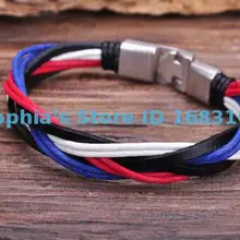 G126 металлическая застежка плетеные конопли кожаный браслет манжеты Прохладный многоцветный мужские