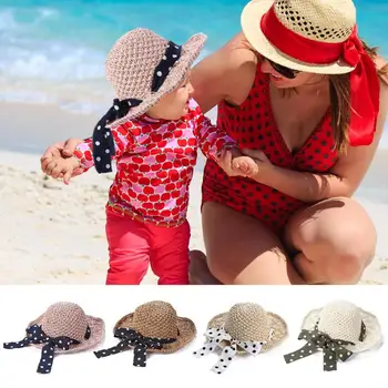

Summer Girl Cap Toddler Kids Hat Children Straw Sunhat Breathable Beach Princess Travel Straw Bowknot Topee