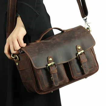 

Men's handbag retro leather layer SLR shoulder bag leather SLR camera bag