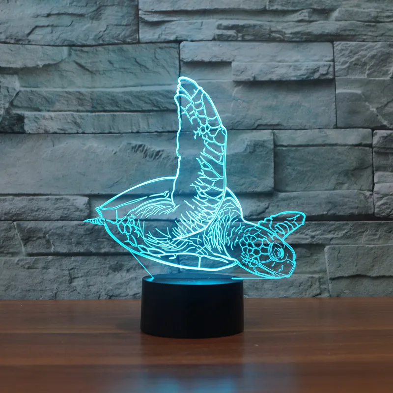 Настольная сенсорная 3D лампа светодиодная с рисунком морской черепахи ночник