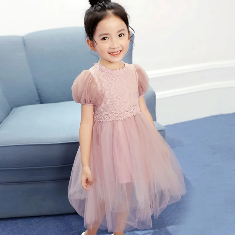2018 new arrival puff sleeve chiffon Baby Girls solid Dress Brand ...