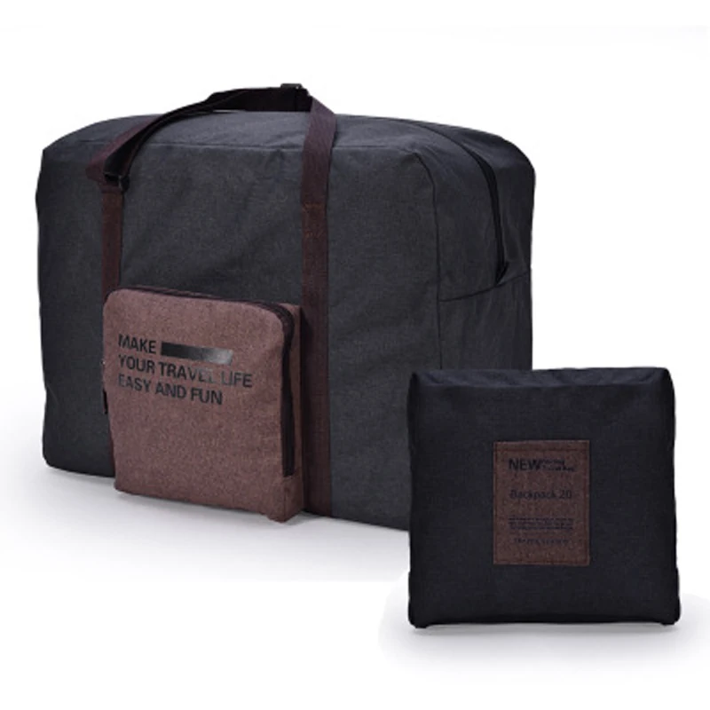 Мужская и Женская дорожная сумка, женская, мужская, складная, большая, для ночного путешествия, выходные, вещевой мешок, ручная сумка для багажа, большая сумка для переноски - Цвет: Black