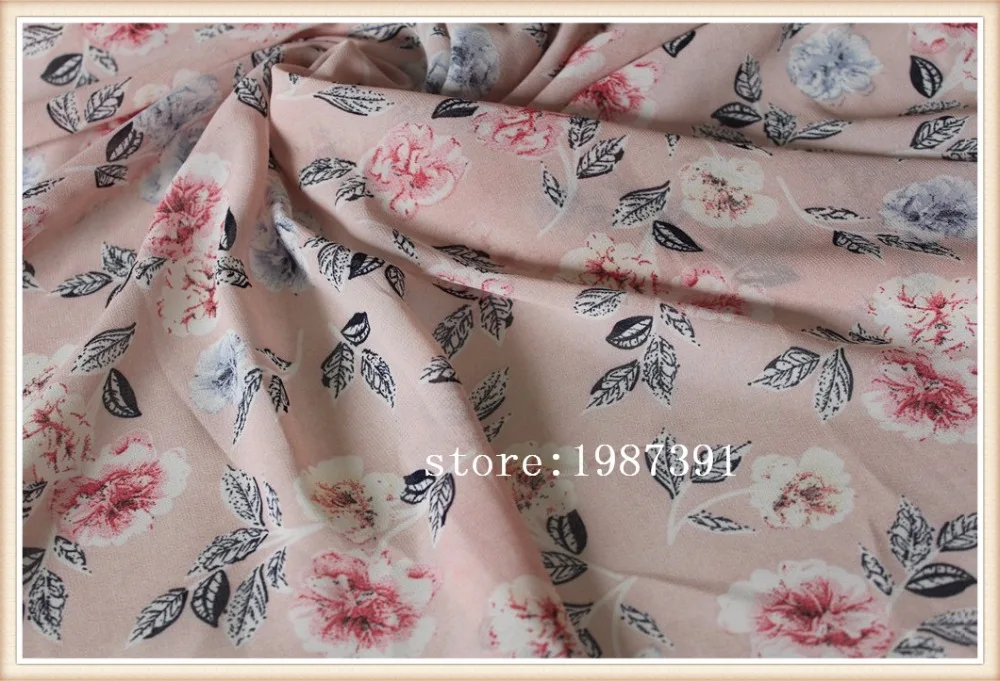 

150cm width chiffon fabric flowers pattern light pink background can see through for skirt suit-dress headband CH-5900
