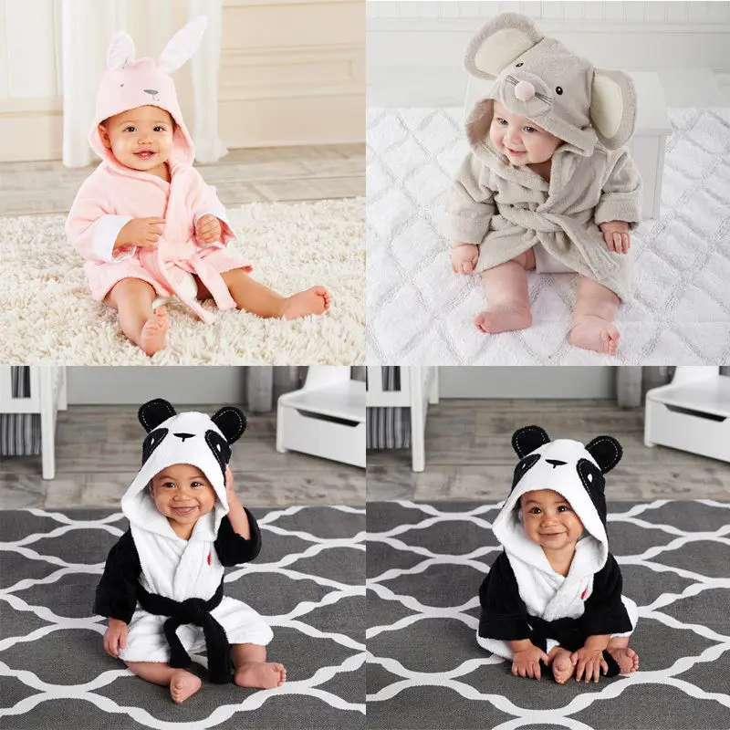 Детский банный халат детские пижамы Panda Мышь кролик банный халат домашняя одежда для мальчиков и девочек с капюшоном халат пляжное полотенце