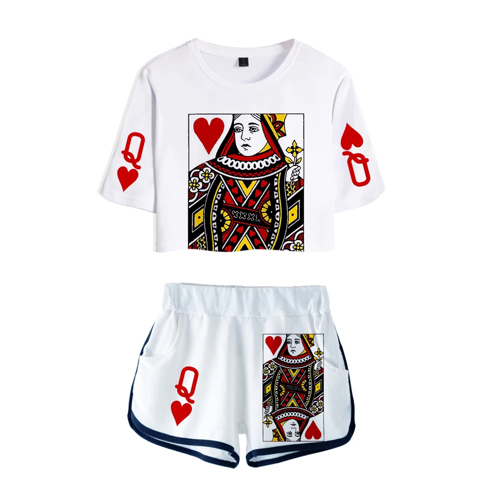 aikooki Poker hip hop sleeve Ventilation tshirt 3d Women Sweatshirt summer Girls Skate Tshirts Tops t-shirt Short Tracksuit