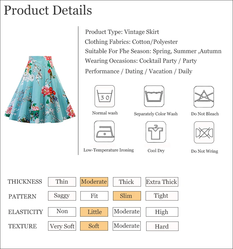 Kostlich 2017 New Summer Skirts Womens Print Floral High Waist 1950s 60s Vintage Midi Skirt Casual A-Line Big Swing Women Skirt (13)