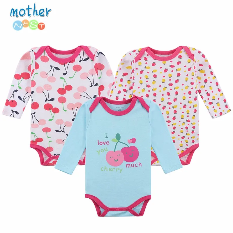 Mother Nest 3 Pcslot Baby Bodysuits Girls Infant Jumpsuit Long Sleeve Toddler Underwear Next Baby Clothing Pajamas