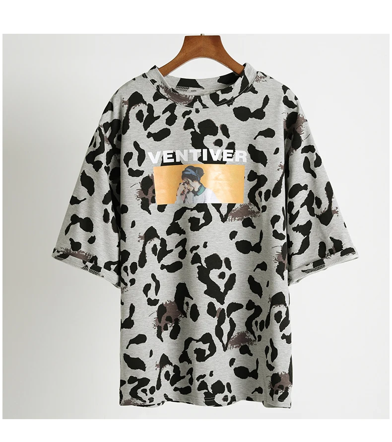 Women Summer Tee Harajuku Funny Dairy Cattle Cow Leopard Print Vintage Tshirt Short Sleeve Zaraing Graphic Shirt Streetwear Top