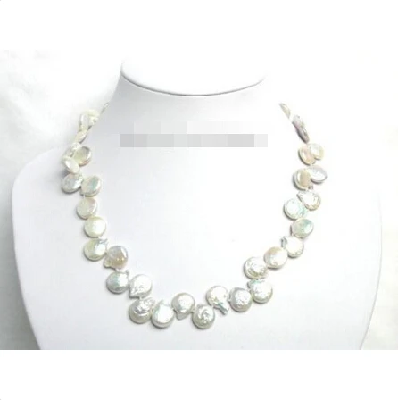 

FREE SHIPPING>>>@@ > nature 12mm coin white freshwater pearls necklace^^^@^Noble style Natural Fine jewe fast SHIPPING
