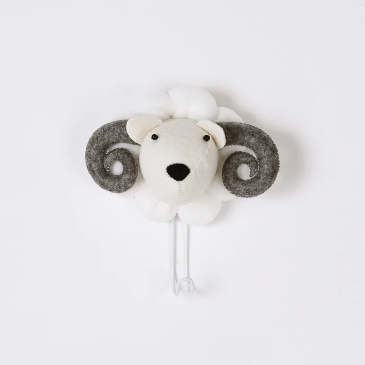Милая 3D настенная голова животного защита украшения Фаршированная голова игрушки настенные крепления для детской комнаты Настенные вешалки домашний декор - Цвет: Sheep