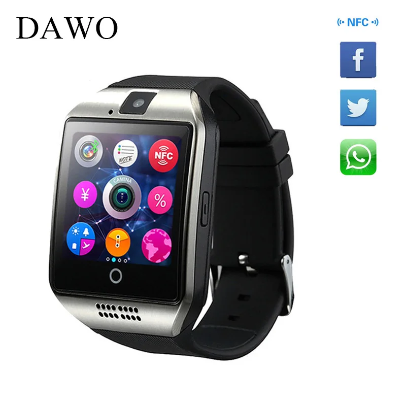 

DAWO Q18 Fitness Tracker Bluetooth Smart Watch Men Intelligent Clock For Android Phone Pedometer Camera SIM Card pk A1 DZ09 GT88