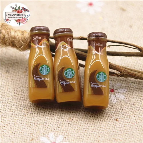 10pcs resin 3D cute Coffee Frappuccino bottle Cabochon imitation food drink Art Supply Decoration Charm DIY Craft - Цвет: brown 10pcs