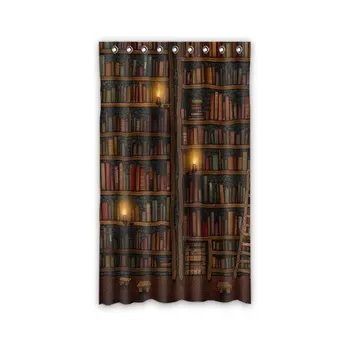 

Custom Old Library Books Bookshelf Window Curtains/drape/panels/treatment Polyester Fabric Bedroom 50"x84"