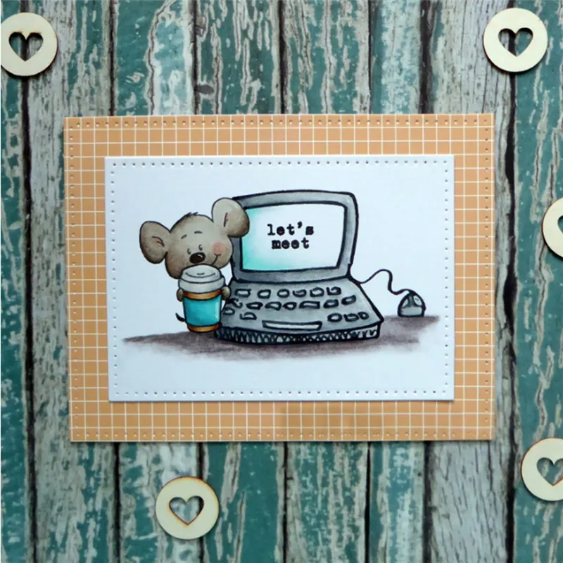 

GJCrafts Animal Mouse Clear Stamps and Dies for Craft Dies Scrapbooking Card Making Metal Cutting Dies New 2019 Album Cut Die