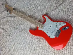 Бесплатная доставка Новый стиль Stratocaster Гитары гриф красные светодиоды могут быть изменения как требуется Электрогитары