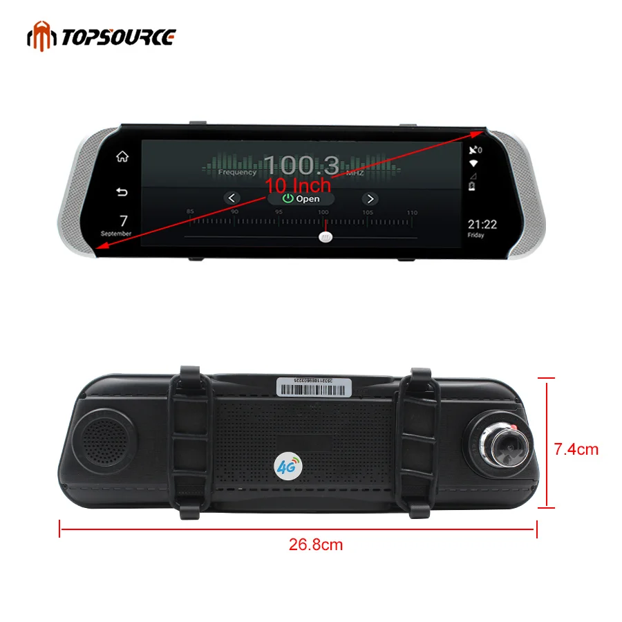 Автомобильный видеорегистратор TOPSOURCE с двумя объективами 3G/4G Android