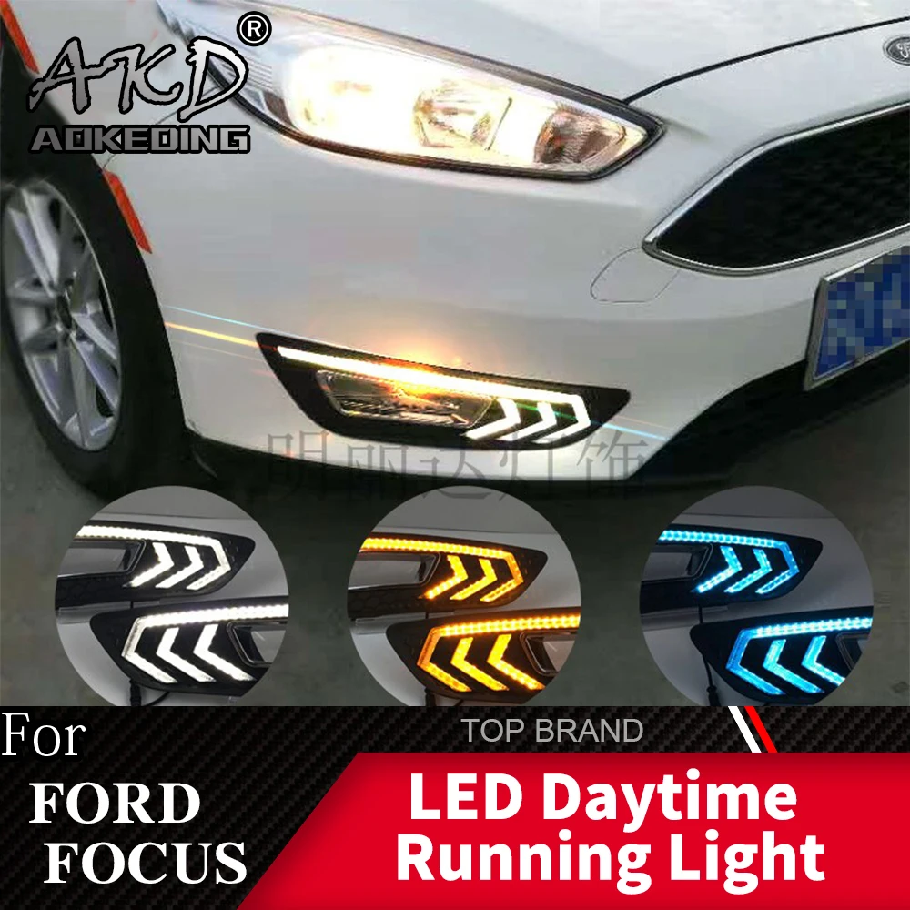 

For Ford Focus 3 mk3 2015 2016 2017 2018 turn signal and dimming style Relay LED DRL daytime running light with fog lamp hole