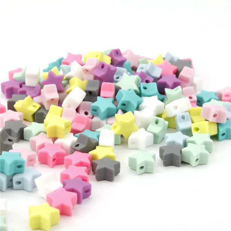 스타 식품 등급 실리콘 비즈 펜던트 15mm Teether 실리콘 비즈 Diy 젖니 실리콘 목걸이, 50 개