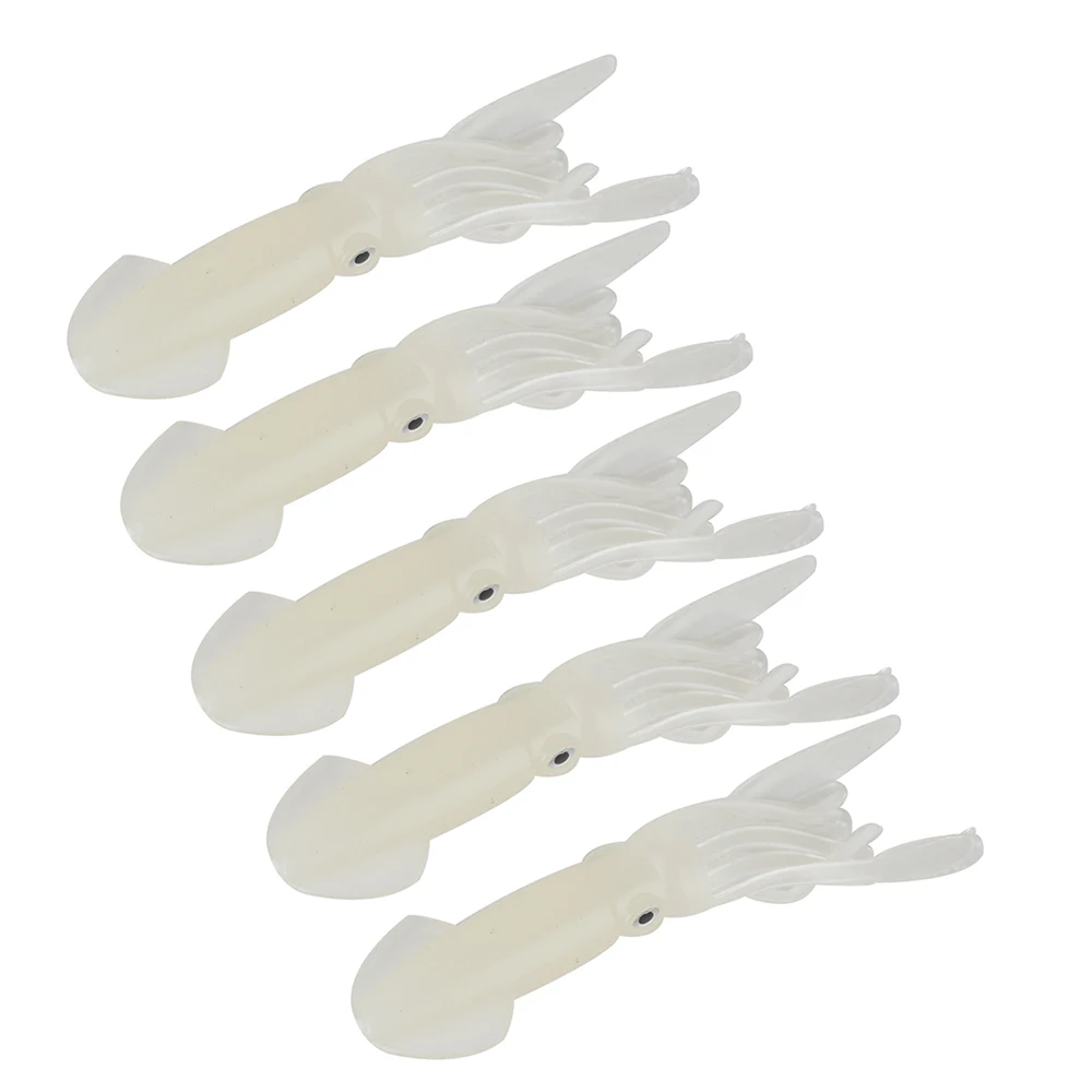 8g10cm 5Pcs Squid Jigs Silicone Fishing Lure Soft Baits Fishing Tackle Set Artificial Bait Sea Octopus Squid Skirt Luminous Lure
