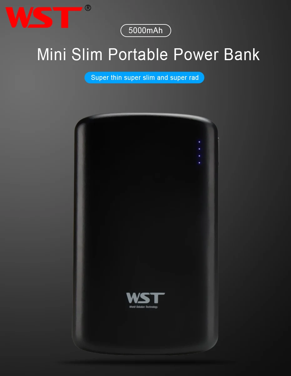 WST Portable Capacity Power Bank 5000mAh PoverBank Battery Pack Mobile External Battery For iPhone Samsung Phone Powerbank (7)