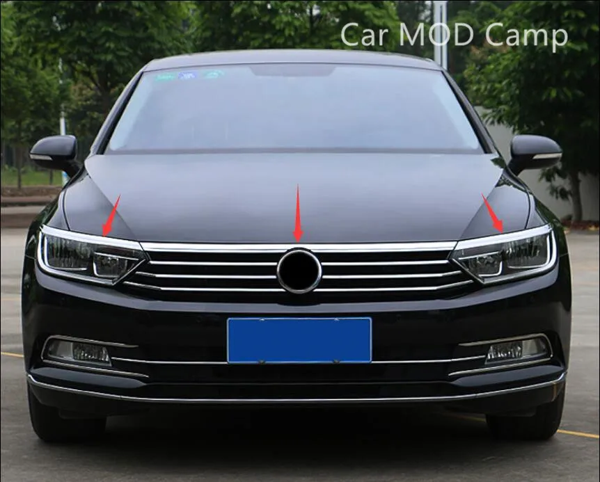 Для Volkswagen Passat B8(подходит только для европейской модели, передний противотуманный светильник из нержавеющей стали, отделка для бровей и верхняя решетка крышки, 3 шт