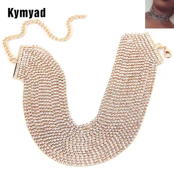 

Kymyad Luxury Necklace Women Crystal Collier Femme Multi layer Link Chains Necklaces Bijoux Statement Choker Necklace Collar