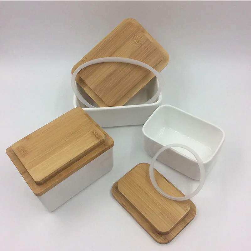 

1pc Square Porcelain Butter Dish Airtight Simple Butter Keeper with Lid Kitchen Storage Container 66CY