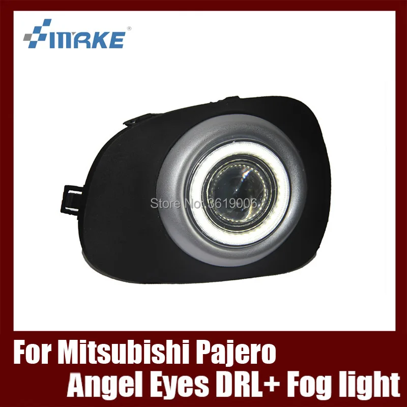 

Fog Lamp Assembly LED Day Light COB Angel Eyes Foglight Daytime Running Light Lens Bumper For Mitsubishi Pajero Sport