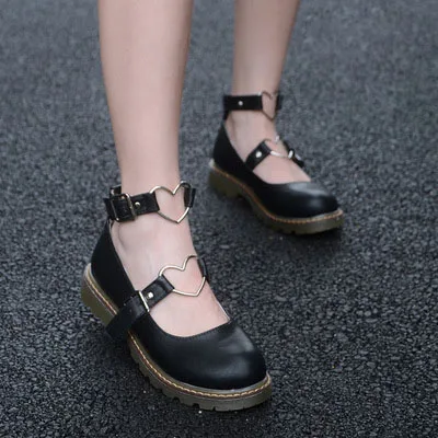 Обувь в японском винтажном консервативном стиле Mori Girl с круглым носком на платформе JK; обувь Лолиты для студентов; обувь из искусственной кожи - Цвет: Sole 2cm Black