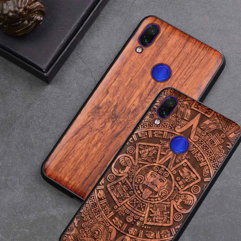 Чехол для Redmi Note 7 чехол из натурального дерева Xiaomi Note7 Pro ТПУ с розовым деревом
