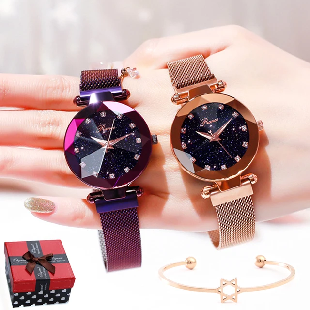 Luxury Brand Ladies Watch Star Sky Diamond Dial Women Bracelet Watches Magnetic Luxury Brand Ladies Watch Star Sky Diamond Dial Women Bracelet Watches Magnetic