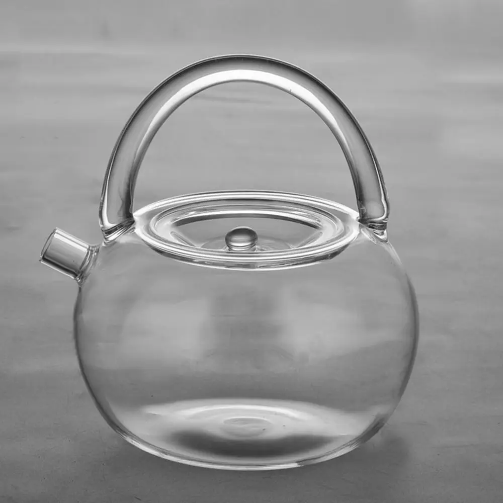 Handmade Loop Handle Heat Resistant Clear Glass Tea Kettle Teapot 800ml