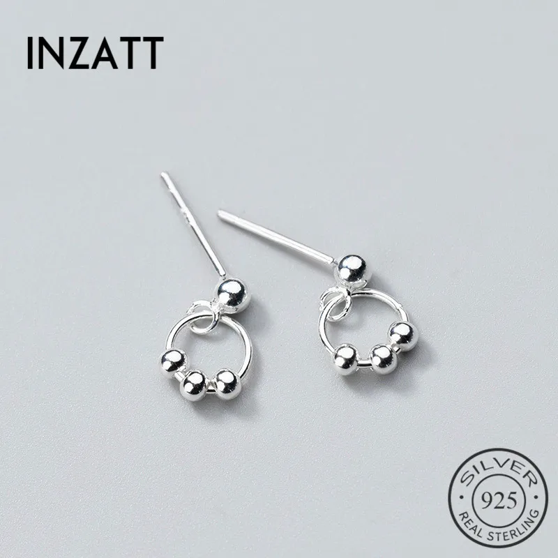 

INZATT Pure 925 Sterling Silver Minimalist Geometric Round Beads OL Dangle Drop Earrings For Women Party Fine Jewelry Oorbellen