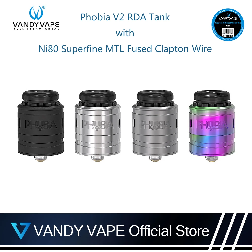 Оригинальный Vandy vape Phobia V2 RDA танк с Ni80 Сверхтонкий MTL плавленый Clapton провод