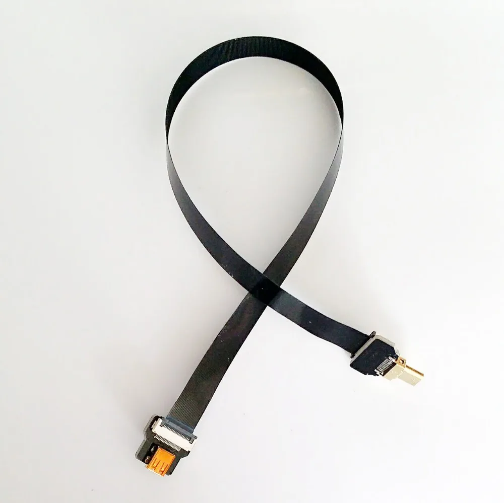 40/50/60/80/100 см ультра тонкий супер мягкий HDMI ленточный кабель квартира FPV-системы Micro женщины прямо к Мужской Micro прямой плоский кабель HDMI