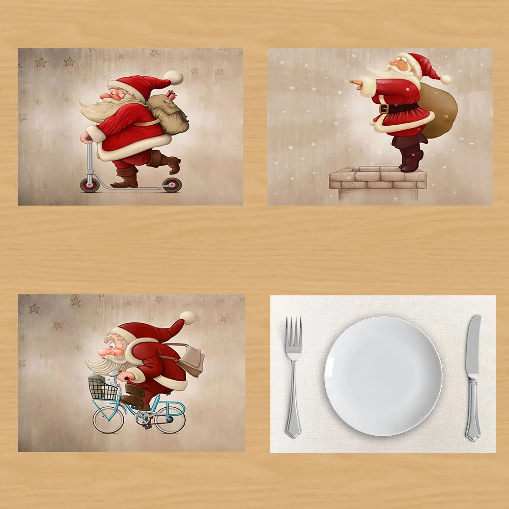 

Merry Christmas Santa Claus Table Napkin Creative Christmas Decoration Santa Claus Linen Table Mat Napkins Placemat onderzetters