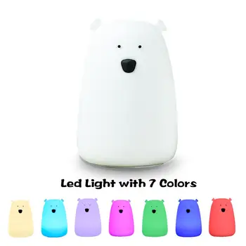 

Soft Silicone LED Night Light USB Rechargeable Desk Lamp for Baby Room Bedroom Nursery Table Desk Warm White 7-Color Modes