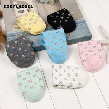 

[COSPLACOOL] New item Harajuku fashion trend cute simple Flowers printing colorful cotton Socks women for sandals meias