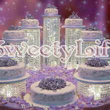 9 шт./компл. Роскошные вечерние подставка для свадебного торта романтический свадебный потребности с украшением в виде кристаллов прозрачная подставка для торта из группы акриловая подставка для торта