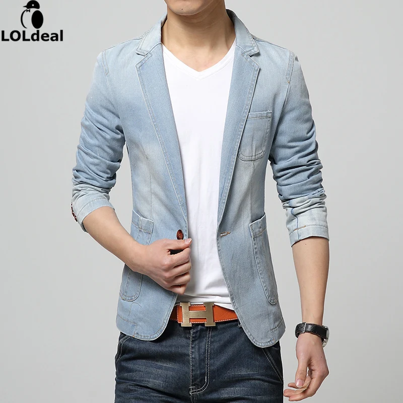 Loldeal 2018 Spring Fashion Brand Men Blazer Men Trend Jeans Suits
