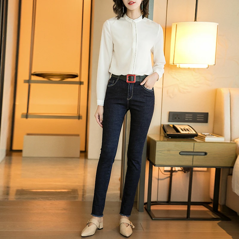 Для женщин длинные штаны 2018 новые осенние европейские и американские карманные брюки модные элегантные брюки карандаш PA213 женский Костюмы
